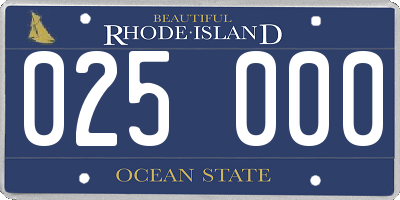 RI license plate 025000