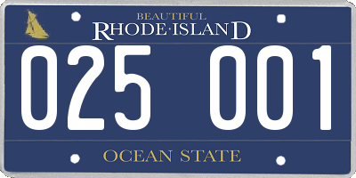 RI license plate 025001
