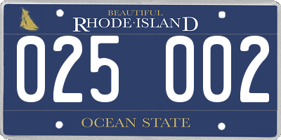 RI license plate 025002