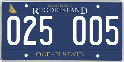 RI license plate 025005