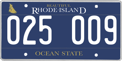 RI license plate 025009