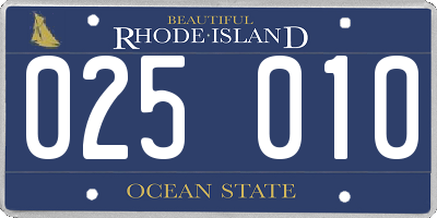 RI license plate 025010