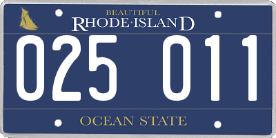 RI license plate 025011