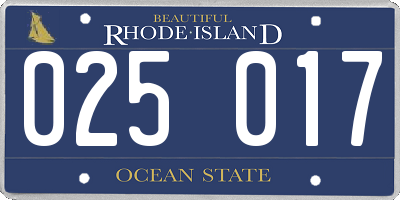 RI license plate 025017