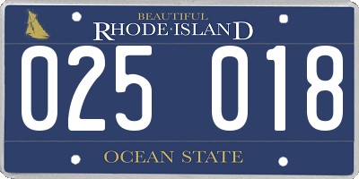 RI license plate 025018