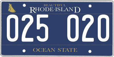 RI license plate 025020