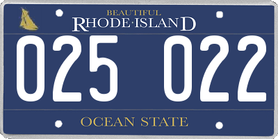 RI license plate 025022