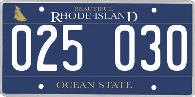 RI license plate 025030