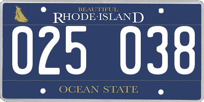 RI license plate 025038