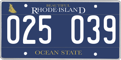 RI license plate 025039