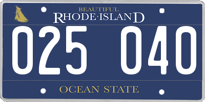 RI license plate 025040
