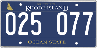 RI license plate 025077