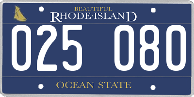 RI license plate 025080