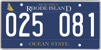RI license plate 025081