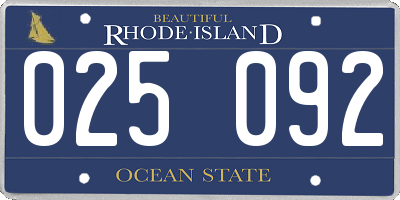 RI license plate 025092