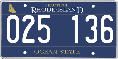 RI license plate 025136