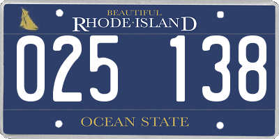 RI license plate 025138