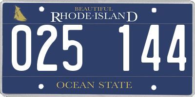 RI license plate 025144