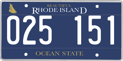 RI license plate 025151