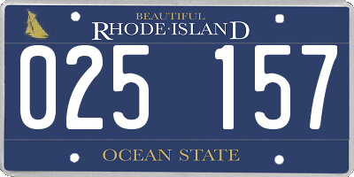 RI license plate 025157