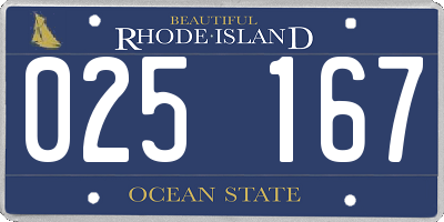 RI license plate 025167