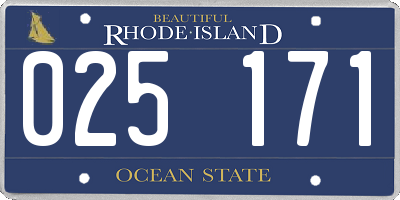 RI license plate 025171