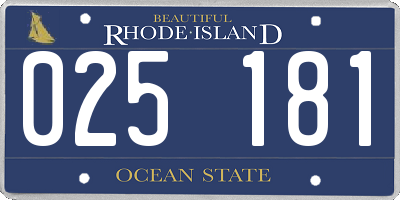 RI license plate 025181