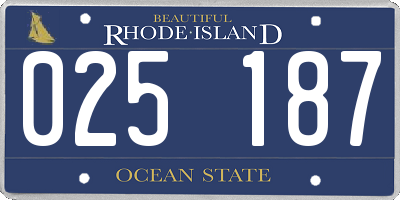 RI license plate 025187