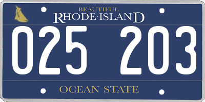 RI license plate 025203