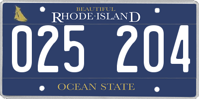 RI license plate 025204