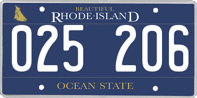 RI license plate 025206