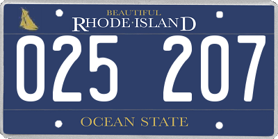 RI license plate 025207