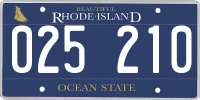 RI license plate 025210