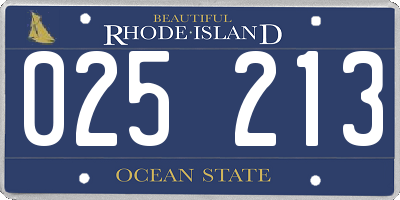 RI license plate 025213