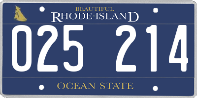 RI license plate 025214