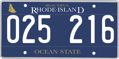 RI license plate 025216