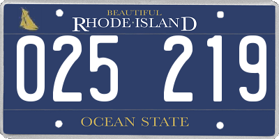 RI license plate 025219