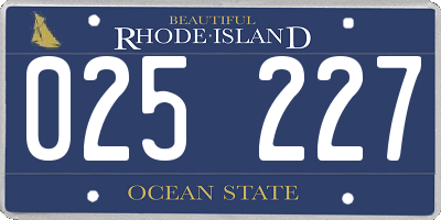 RI license plate 025227