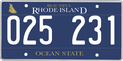 RI license plate 025231