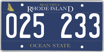 RI license plate 025233