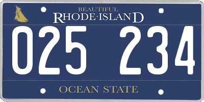 RI license plate 025234