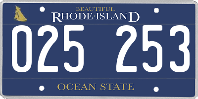 RI license plate 025253