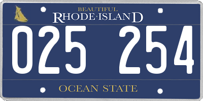 RI license plate 025254