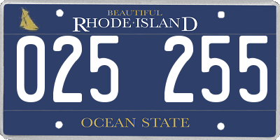 RI license plate 025255