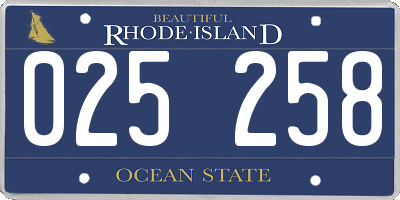 RI license plate 025258