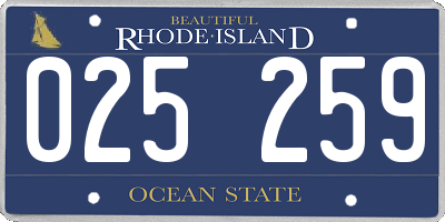RI license plate 025259