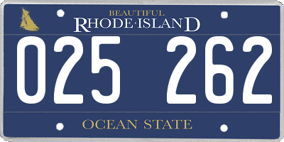 RI license plate 025262