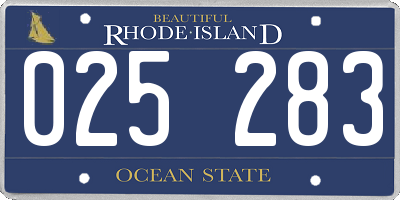 RI license plate 025283