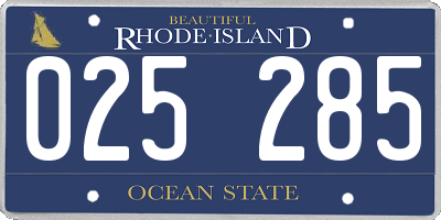 RI license plate 025285