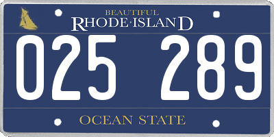 RI license plate 025289